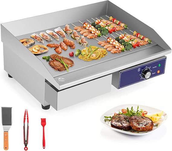 Giantex Commercial Electric Griddle, 22" Flat Top Teppanyaki Grill 2000W