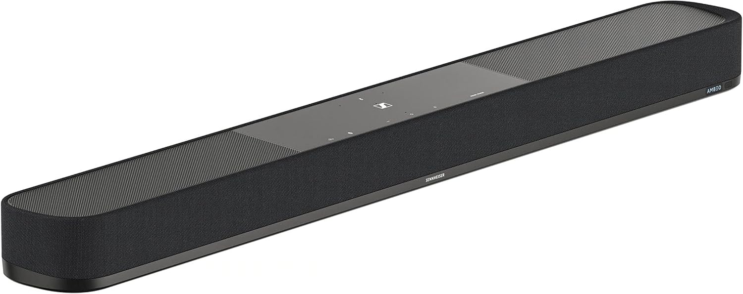 Sennheiser AMBEO Soundbar Plus - Dolby Atmos, DTS: X, 360 Reality Audio, MPEG-H Audio, 400 W Power, 7 Speakers and Built-in 4 Dual Subwoofers, 7.1.4 Home Theater System - Black