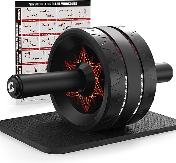 VINSGUIR Ab Roller Wheel, Abs & Core Workout Equipment for Home Gym with Knee Pad Accessories, Abdominal Wheel for Full-body Strength Training