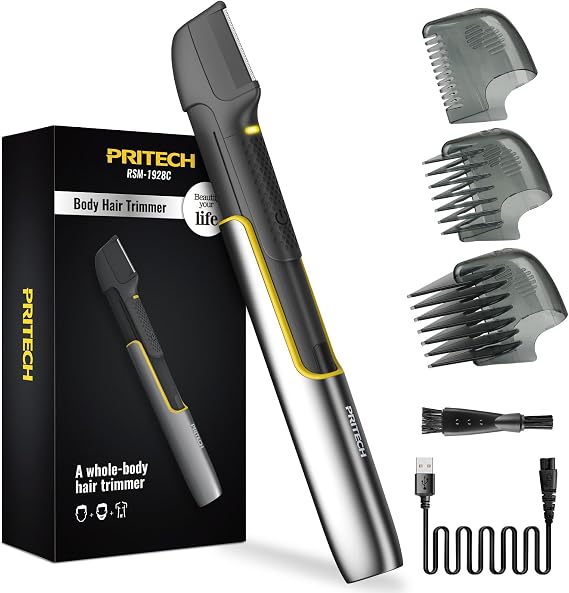 PRITECH Body & Pubic Hair Trimmer for Men Electric Back Shaver for Men
