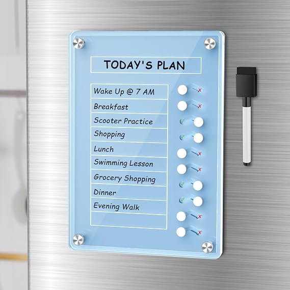 NiHome Magnetic Chore Chart with Sliders, Acrylic to Do List Planning Board