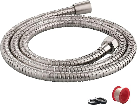 Kink-Free Stainless Steel Shower Hose Replacement, 60 Inch, Anti-Twist Flexible Metal Shower Head Hose, Brushed Nickel
