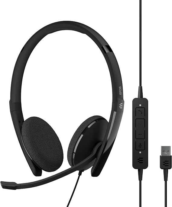 EPOS Adapt 160 USB II - Wired, Double-Sided, UC Optimized Headset with USB Connectivity - Superior Stereo Sound - Enhanced Comfort - Call Control - Black