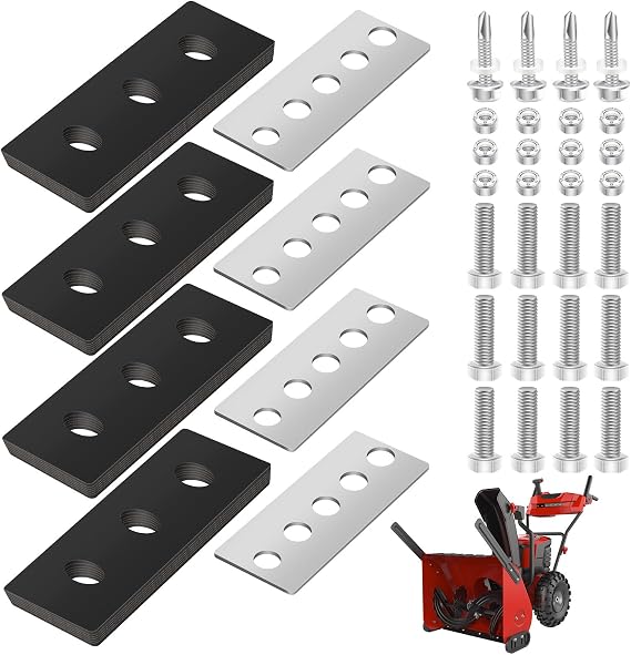 100% 304 Stainless Snow Blower Impeller Modification Kit, 3/8inch 4-Blade Universal - Modifies 2-Stage Machine Including Installation Hardware, Repeated and Use Durable in Various Conditions