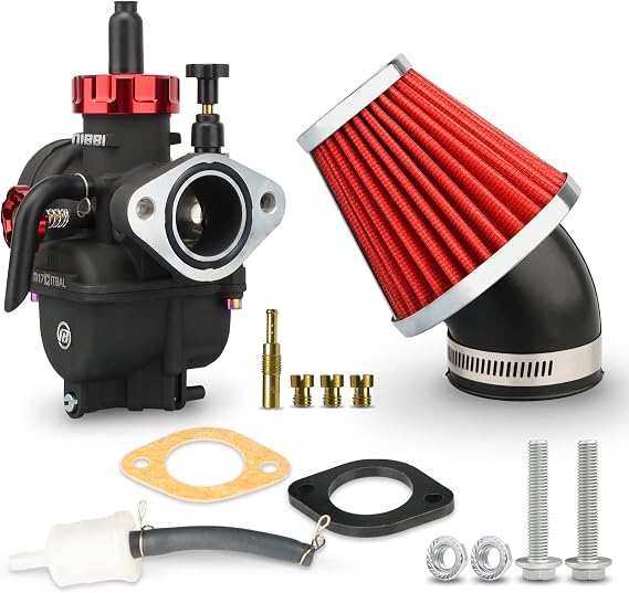 NIBBI PE17 Carburetor with 48mm Air Filters Kit,PE17mm FL Motorcycle Carb Fit for 100cc 110cc Dirt Bike Pit Bike Apollo TaoTao Lifan Kayo Honda SSR Motor