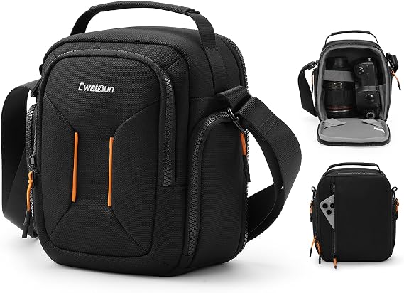 Cwatcun Compact Camera Sling Bag, Padded Crossbody Case for DSLR/Mirrorless