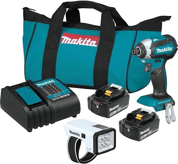 Makita XDT131X2 18V LXT Brushless Lithium-Ion Cordless Impact Driver Kit with LED Flashlight (3 Ah)
