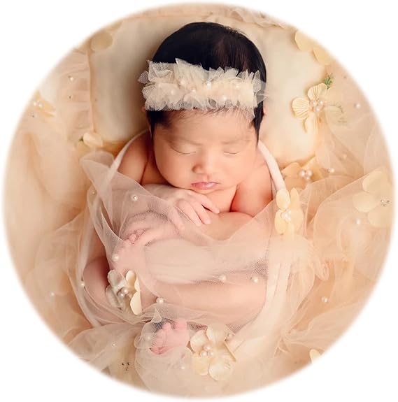 Zeroest Newborn Photography Wrap Props Baby Girl Photoshoot Outfits (Beige)