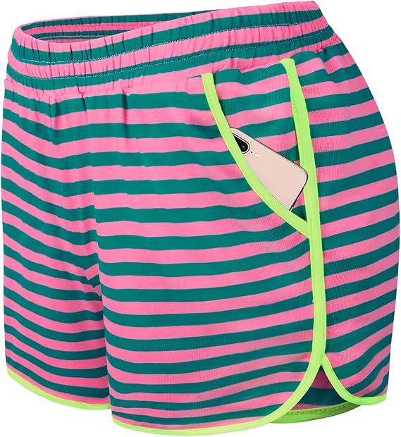 Blevonh Womens 2 in1 Running Athletic Workout Yoga Shorts with Pockets S-L