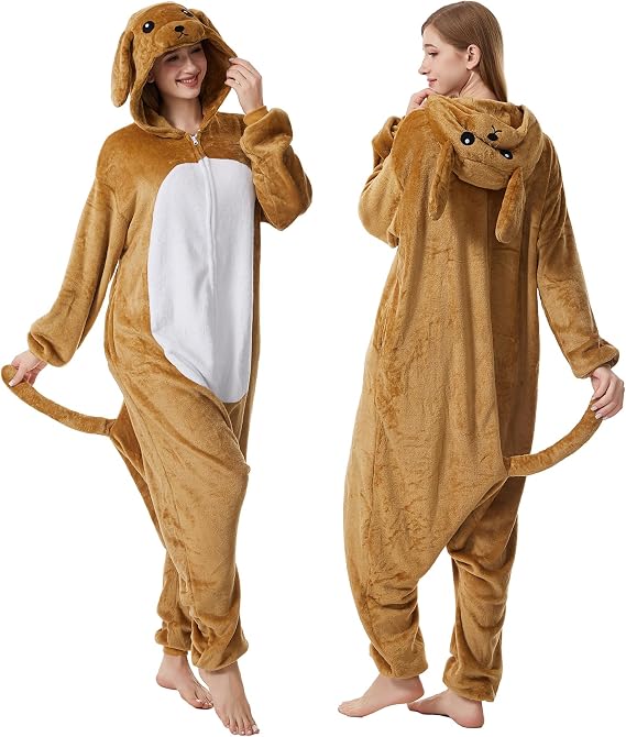 Unisex Adult Animal One Piece Pajama Costume Coral Fleece Hooded Jumpsuit