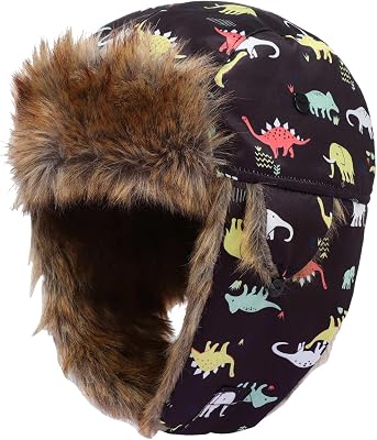 Kids Winter Trapper Hat Toddler Outdoor Warm Windproof Ushanka Aviator Hat Sherpa Fleece Lined Ski Cap for Boys Girls 1T-8T