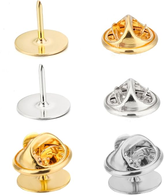 Canomo 50 Pairs Butterfly Clutch Tie Tacks Pin Backs with 10mm Blank Pins(Silver and Gold)