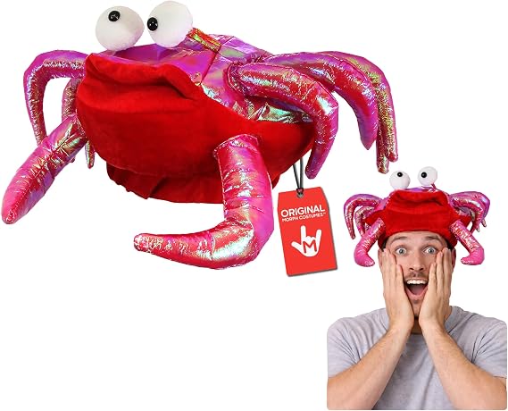 Nicky Bigs Novelties Red Crab Hat, Iridescent Costume Accessory