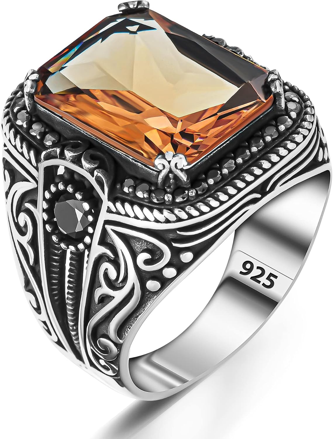 TAKILINGO 925k Stamped Solid Sterling Silver Zultanite Stone Men's Ring Signet Ring for Men