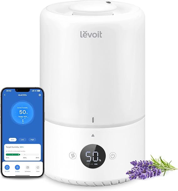 Levoit Smart Cool Mist Top Fill Humidifiers for Bedroom with Sensor, 3L