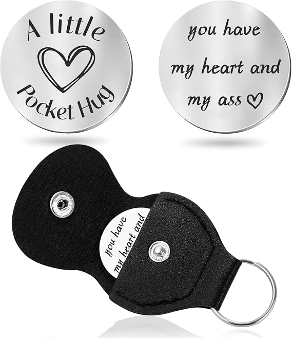 Pocket Hug Token Keychain for Men, Funny Boyfriend Present from Girlfriend