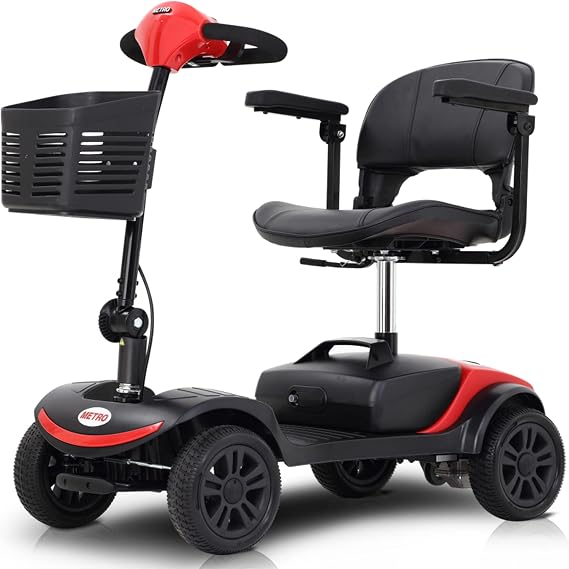 Electric Mobility Scooters for Adults Seniors 300lbs Capacity, 4 Wheel Medical Wheelchair Scooter for Travel - Long Range Power Extended Battery w/Charger and Basket