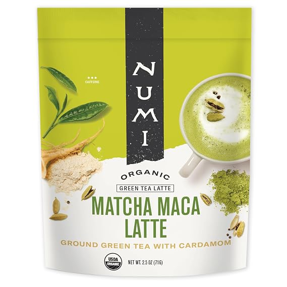 Numi Tea - Organic Matcha Maca Latte Powder Green Tea Matcha Latte Mix with Adaptogens & Antioxidants Vegan & Gluten Free, 2.5 oz (Makes 17 Cups)