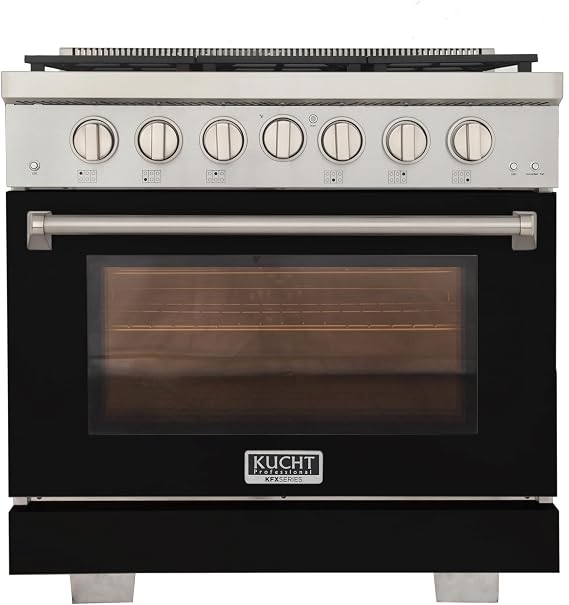 KUCHT Professional 36 in. 5.2 cu. ft. Natural Gas Range and Convection Oven in Black with True Simmer Burners