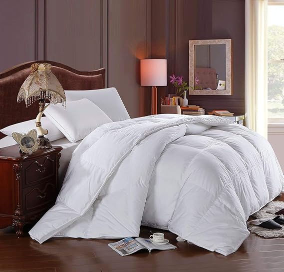 Royal Hotel Bedding Down Comforter Light Hypoallergenic Oversized Queen Size Duvet Insert, 600 Fill Power 100% Cotton Shell Down Proof Insert Comforter with Corner tabs