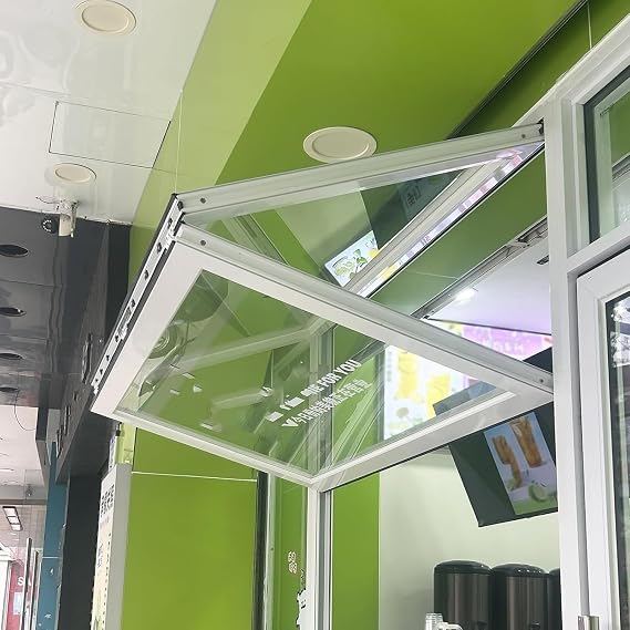 White Commercial Sliding Glass Window with Tempered Glass & Locks, Folding Concession Service Windows for Dining Car/Cafe/Bakery/Grain Shop/Fast Food Restaurant, Flush Mount(WxH 24x38in/61x96.5cm)