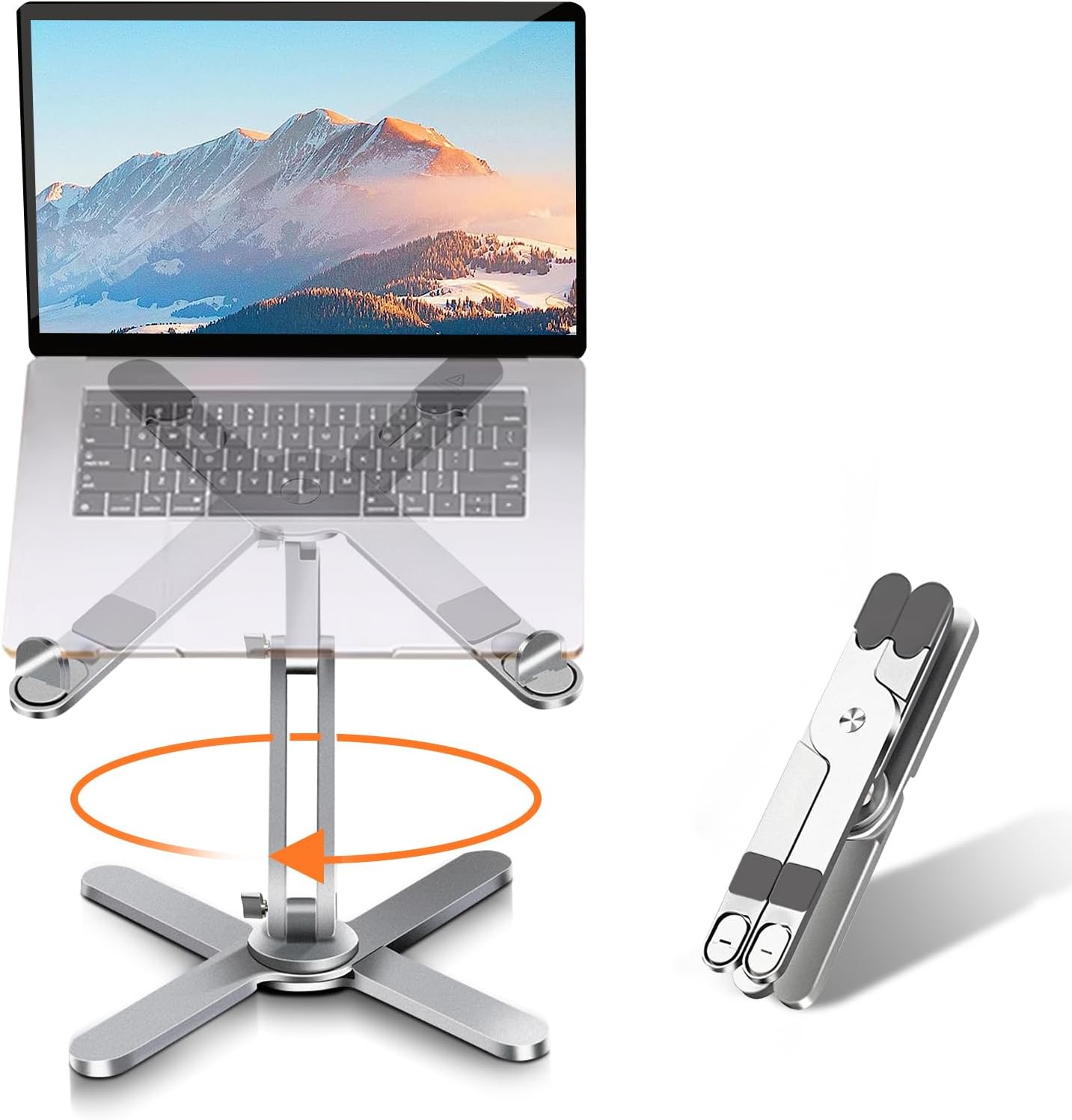 Ergonomic Laptop Riser Telescoping 360 Degree Rotating Laptop Stand for Desk Collaboration, Fully Foldable for Easy Storage, Fits All MacBooks and Laptops up to 16 Inch