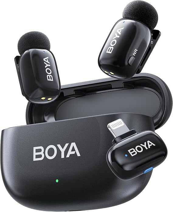 BOYA Mini 2 Wireless Lavalier Microphone with AI Noise Cancellation, App Control, 30H Battery Charging Case - for iPhone, Video, Podcasts, Vlogging, TikTok, YouTube