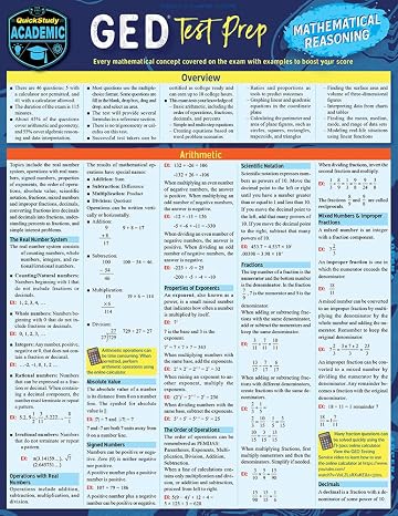 GED Test Prep - Mathematical Reasoning: a QuickStudy Laminated Reference Guide (Quick Study Academic)