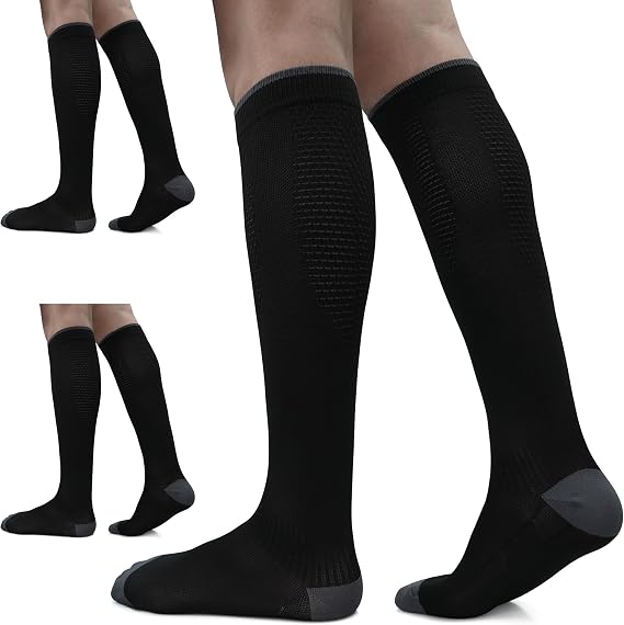 3 Pairs Compression Socks for Women and Men - 15-20mmHg Best Support for Athletic Running Cycling