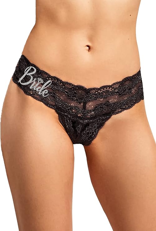RhinestoneSash Bachelorette Party Lingerie Shower Gift for Bride - Honeymoon Newlywed Gifts - Wedding Day Bride Panties