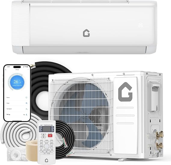 9000 BTU Mini Split Air Conditioner, 18.5 SEER2 208-230V Split Unit Ac and Heat Cool Up to 450 Sq.Ft, Ductless Air Conditioner w/Complete Installation Kit,Remote,2.0 Wifi Control,Low Noise