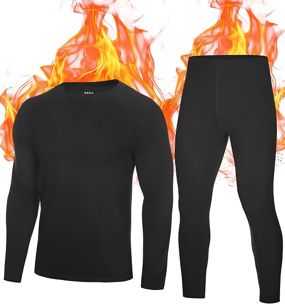 Roadbox Thermal Underwear for Men, Fleece Lined Long Johns Base Layer Set