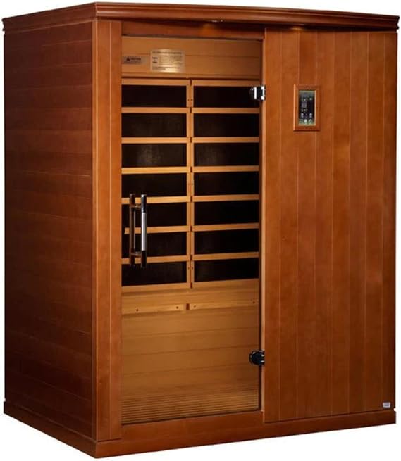 DYNAMIC SAUNAS Madrid Elite 3-Person Infrared Sauna with Red Light Therapy | 3-Person Spacious Indoor Dry Heat Sauna for Home & Gym, Low EMF FAR, 360 Heating, Bluetooth, Long-Lasting Canadian Hemlock
