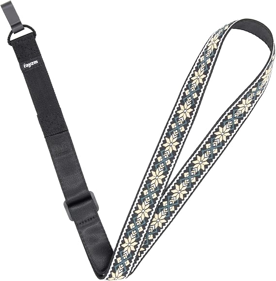 Rayzm Clip-on Ukulele Strap, Jacquard Weave Adjustable Cotton Button-Free Cross-Chest Neck Sling for Ukulele