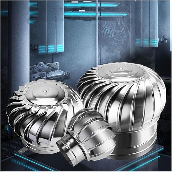 Roof Wind,Stainless Steel Turbine Ventilator Vents Non Power Roof Ventilator, Air Vent Ventilating Fan, All Purpose Chimney Cowl Rotating Roof Vents, for Houses Factory Attic Farm 1Pcs (Size