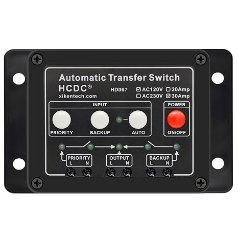Automatic Transfer Switch, AC120V 30Amp, ATS Auto Transfer Switch, HCDC HD067/120V30A