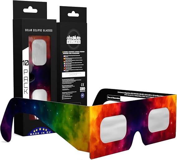 Solar Eclipse Glasses ISO 12312-2 & CE Certified – Safe Solar Viewing for Direct Sun & August 2026 Eclipse | Paper Cardboard Frame, Made in EU | For Kids & Adults