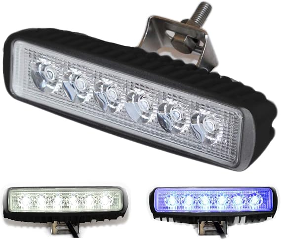 Wave One Marine | Dual Color LED Boat Spreader Light Deck Flood Beam Stainless Hardware & Bracket IP68 Waterproof Multicolor Bright High Lumen Output (Black Housing, White & Blue)