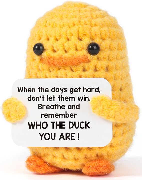 MBL Birthday Inspirational Gifts for Women - Back to School for Students | Funny Crochet Duck, Positive Cheer Motivational Stress Relief Christmas Stocking Stuffers for Friend Coworker Boss Teacher