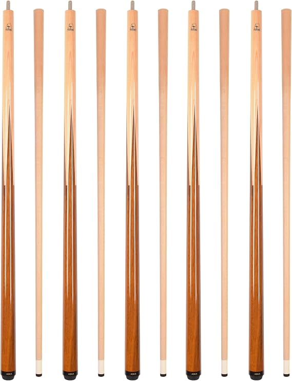 ASKA SP1 Sneaky Pete Pool Cue Stick Sets, Malaswood Spliced Maple, 58" Canadian Hard Rock Maple Shaft, 13mm Leather Tip, 5/16x18 Joint, Wrapless, Choice of Set