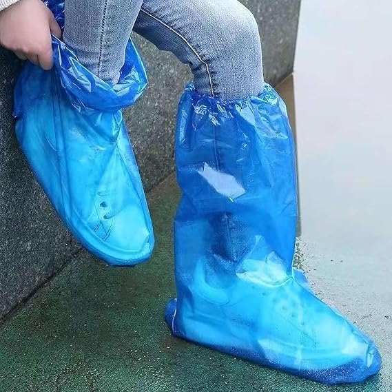 40 Pcs Portable Disposable Shoe Covers for Traveling, Extra-Long Waterproof Shoe Covers, Non-Slip Sole, Adults & Kids, Rain/Snow Outdoor Activities,Blue,Adults