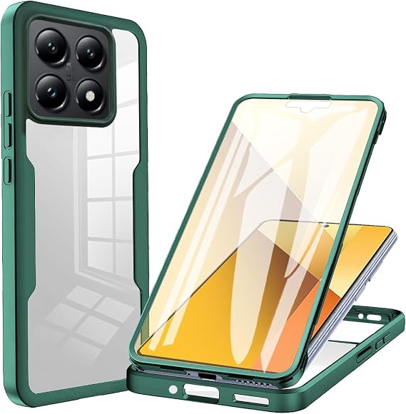 for Xiaomi 14T Case with Screen Protector.Full Green | Military Grade Shockproof 360 Full Body Rugged Case Cover for Xiaomi 14T