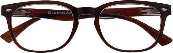 OPULIZE ORA Reading Glasses for Men Women - Designer Style Rounded Frame - Scratch Resistant - Spring Hinges - Dark Brown +2.50