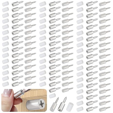 100 Pcs Self Tapping Screws Cabinet Laminate Support, Shelf Pins with Non-Slip Sleeve, Cabinet Shelf Pegs for Kitchen Utensils, Bookcases and Wardrobes, Fixed Support Self - Tapping Cross Screw