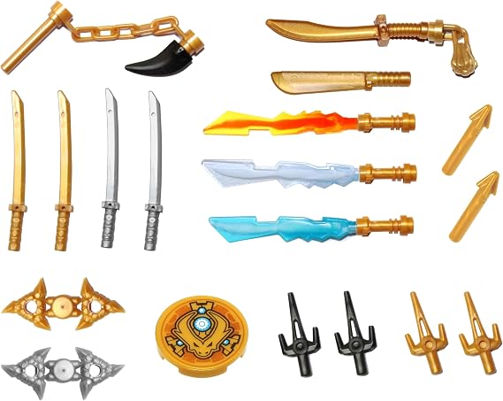 LEGO NINJAGO Weapons Pack with Display Stand - for All Minifigures, 24 pieces