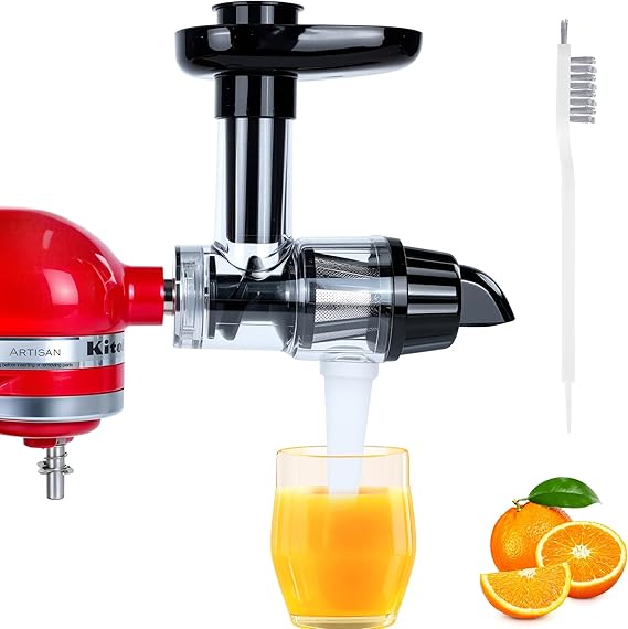 Masticating Juicer Attachment Compatible with KitchenAid Stand Mixers, Cold Press Juicer Accessory with Clean Brush, High Juice Yield