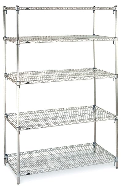 Metro 5A357C Super Adjustable Super Erecta 5-Tier Industrial Wire Shelving Starter Unit, Chrome, 18" x 48" x 74"
