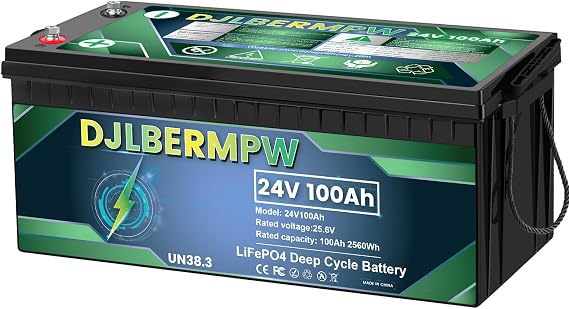 24V 100Ah LiFePO4 Lithium Battery for Off-grid, RV, Camper,Trolling Motor | Built-in 100A BMS,2560W Energy,10-Year Lifespan,15000 Deep Cycle Battery for Marine,Solar Energy Storage,Auto A-Grade Cells