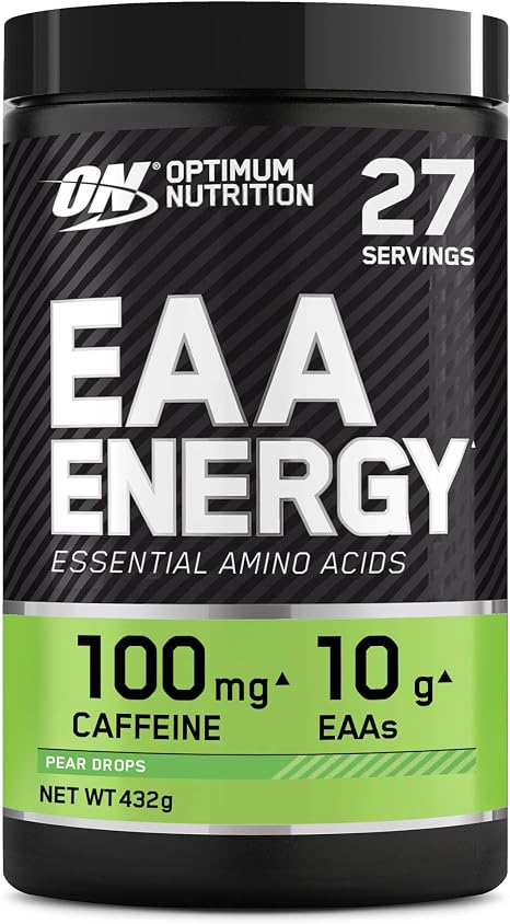 Optimum Nutrition ON EAA Energy Amino Acids Complex with Caffeine Sugar-Free EAA Powder Made for Energy and Focus Pear Drops 27 Servings 432 g