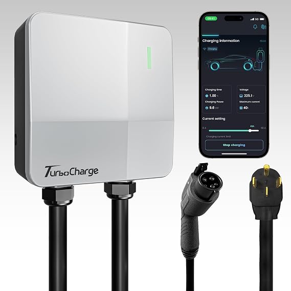 Safe Level 2 EV Charger 40Amp - 9.6kW Smart EV Chargers for Home Level 2, 240v NEMA 14-50 Plug - Outdoor 25Ft Cable Electric Car Charger Level 2 - J1772 Connector - UL FCC ETL Certified